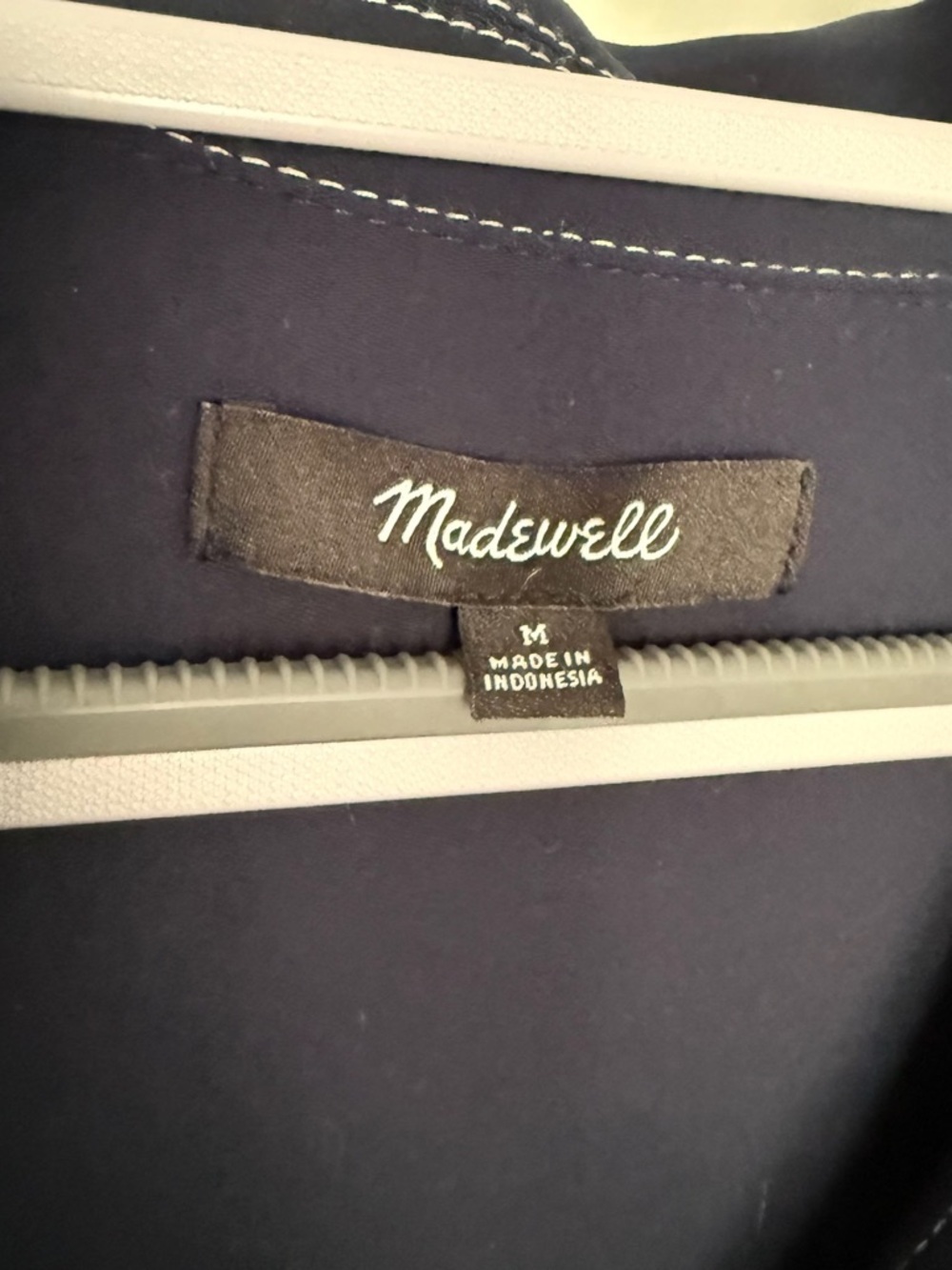 Madewell Blue Contrast Stitch Popover Long Sleeve Shirt Patch Pocket - Size M - Picture 3 of 9